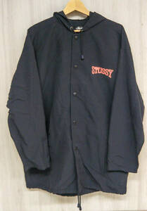 OLD STUSSY オールドステューシー 80s ジップアップパーカー ブラック チャコールグレー ヴィンテージ 米国製 MADE in USA メンズ [M]