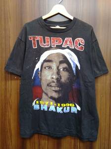 バンドTシャツ 半袖Tシャツ ビンテージ シングルステッチ 2pac MAKAVELI ブラック XL