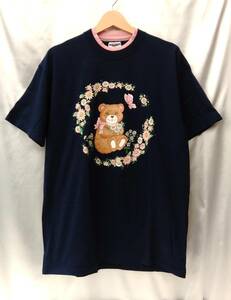 JERZEES ジャージズ 半袖Tシャツ 半袖カットソー USA製 古着 クマ デディベア ピンク × ネイビー サイズ L