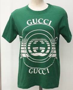 GUCCI Gucci 580762 XS размер 160/84Y короткий рукав футболка оттенок зеленого зеленый хлопок хлопок товар только европейская одежда 