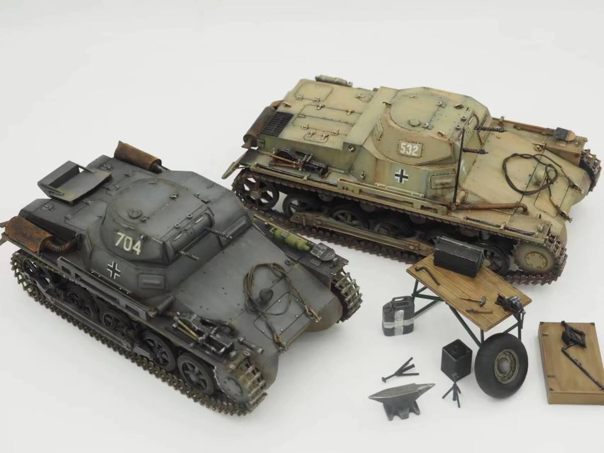 2台セット1/35スケール第二次世界大戦ドイツ一号戦車塗装済完成品