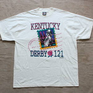 レア1994年製 Kentucky Derby 121 競馬ヴィンテージTシャツ USA製アメリカ ケンタッキー ダービー 馬 ホース 古着XLサイズ Churchill Downs