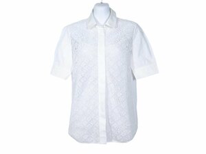 LOUIS VUITTON Louis Vuitton cotton monogram lace fabric short sleeves blouse 36