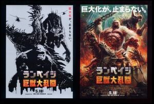 ♪2018年チラシ２種「ランペイジ 巨獣大乱闘」ドウェインジョンソン/ナオミハリス/マリンアッカーマン♪