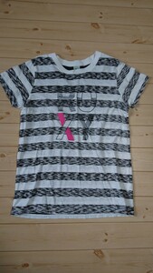 ROXY* Roxy * border T-shirt *L* white black * beautiful goods 