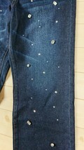 新品☆デニムパンツ☆ビジュー付き☆XL☆綺麗 ジーンズ☆ヴィンテージ レディース お洒落 大きい_画像2