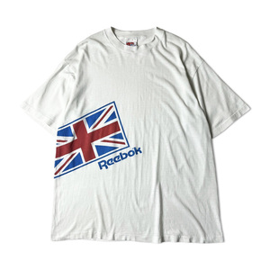90s USA製 Reebok ユニオンジャック プリント 半袖 Tシャツ / 90年代 アメリカ製 リーボック オールド ホワイト 白 シングル