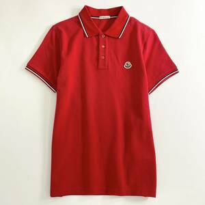 ◯6e19-6 未使用タグ付☆MONCLER モンクレール ロゴワッペンポロシャツ サイズS レッド MAGLIA POLO MANICA C マリアポロマニカ メンズ