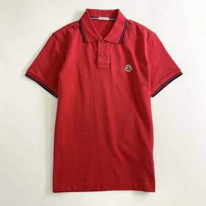 ◯6e19-13 未使用タグ付☆MONCLER モンクレール ロゴワッペンポロシャツ サイズS レッド MAGLIA POLO MANICA C マリアポロマニカ メンズ