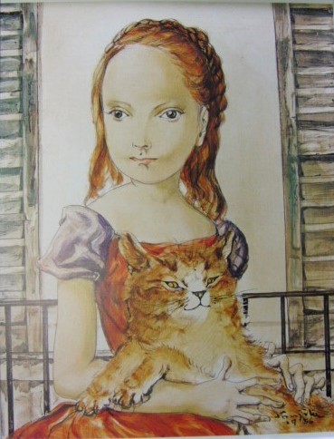 Tsuguharu Fujita/Leonard Fujita [Gato y niña] Libro de arte raro, Nuevo enmarcado de alta calidad., Buen estado, Envío incluido, Tsuguharu Fujita, Gato, tamaño del escritorio, obra de arte, cuadro, retrato