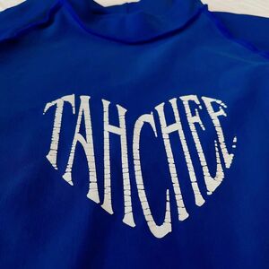 ターチー TAHCHEE　ラッシュガード　トップス ロゴプリント 半袖 ブルー 青 USED Mサイズ ハイネックタイプ