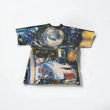 希少 アメリカ購入 90's VINTAGE 総柄 手刷り 特大プリント Tシャツ シングルステッチ バイク 90年代 輸入 古着 XL相当 ビンテージ 半袖_画像3