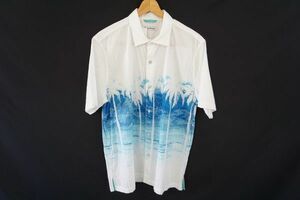 【即決】Tommy Bahama トミーバハマ メンズ 半袖シャツ 柄シャツ ちりめん 白/ブルー柄 サイズ:XL/TG 【779706】