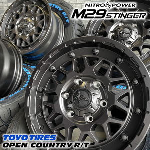 タイヤホイール4本セット NITRO POWER M29 STINGER 16×6.5J+38 6/139.7 黒 TOYO OPEN COUNTRY R/T 215/65R16C 109/107Q ハイエース