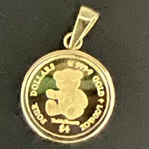 13771 teddy bear coin limitation issue K24 2020 year of model original gold coin pendant 18 gold frame 1/30 ounce Britain .. structure . department retapa plus 