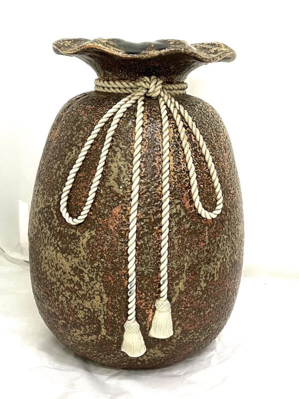お買得!】 宝袋ねずみ付花瓶 信楽焼 壷 約50cm 縁起物 骨董