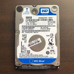 ★動作確認済★2.5インチ WD5000LPVX 7mm 500GB SATA HDD WD Blue 中古品