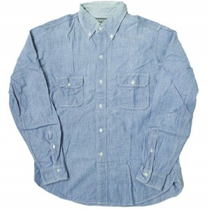 WOOLRICH JOHN RICH ＆ BROS. ウールリッチ ジョンリッチアンドブロス 日本製 シャンブレーBDシャツ 1602010 L ブルー 長袖 ワーク mc68520