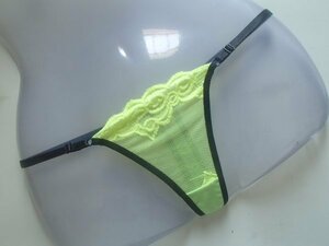 bra42 ◎【新品】大人気　メッシュ　レース　Tバック タンガ　tanga ネオンイエロー　アジャスター付き　フリーサイズ　◎