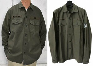 21S/S GOD SELECTION XXX MILITARY SHIRT JACKET M スカルワッペン ミリタリー シャツジャケットトリプルエックス カーキ