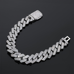 マイアミキューバンブレスレット 幅１２ｍｍ×２２ｃｍ CZダイヤ(キュービック・ジルコニア) MIAMI BRACELET ホワイトゴールドブレス