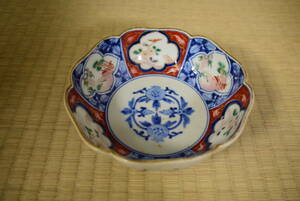 【和】(6223)　江戸　古伊万里色絵窓絵鉢　なます皿　平鉢
