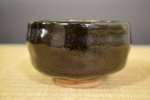 【和】(6300) 　時代古作　楽印有　黒楽茶碗　茶道具