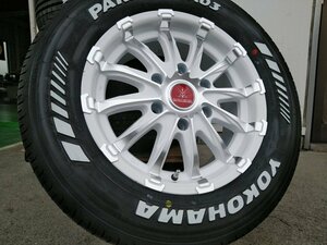 車検対応 ヨコハマ パラダ ホワイトレター 215/65R16 ハイエース200系 タイヤホイールセット 16インチ BD12 ホワイト