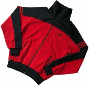 70s〜80s ヴィンテージ 西ドイツタグ デサント製 ■ adidas アディダス ■ 希少カラーロゴトレフォイル ワッペン ジャージ ジャケット