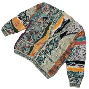 # COOGI Koo ji-# Австралия производства многоцветный 3D хлопок вязаный свитер кардиган M