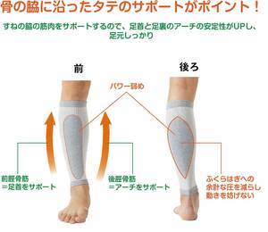 正しく歩いてロコモ予防♪【ロコトレ　　ふくらはぎ快適シン（すね）サポーター　チャコール　L】　1点限り大特価！！