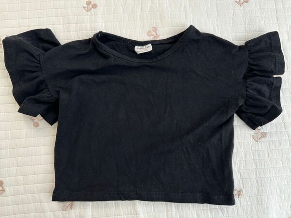 黒　フリルTシャツ　ベビー　80