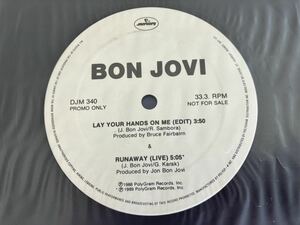 [Промо-акция White Label] Bon Jovi / Lay Your Hands On Me (Редактировать) / Runaway (Live) 12inch POLYGRAM CANADA DJM340 89 ТОЛЬКО ПРОМО,