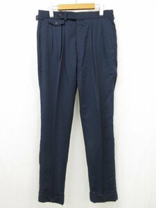 HH未使用【ラルフローレン パープルレーベル Ralph Lauren】 ウール ツーインタック 最高級スラックス (メンズ)size30 ネイビー◎5MP8136