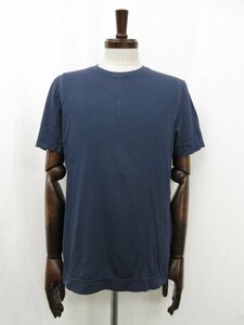 HH【フェデリ FEDELI フェデーリ】 コットン 半袖 クルーネックTシャツ カットソー イタリア製 (メンズ) size50 ネイビー ◎5MT4445◎