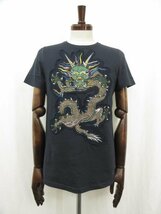 HH超美品【エトロ ETRO】 龍 コットンクルーネック Tシャツ 半袖 イタリア製 (メンズ) sizeS ネイビー系◎5MT4511◎_画像1