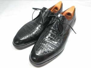 HH 希少パリロブ【ジョンロブ JOHN LOBB】パリ ビスポーク クロコ コンビレザー ドレスシューズ 靴 (メンズ) 26相当 黒 ◎18HT1915◎