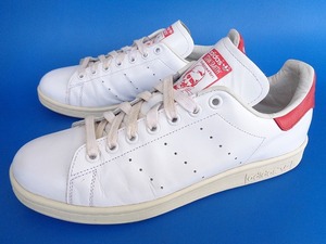 12587■14年製 adidas stansmith アディダス スタンスミス ガラス レザー 顔つき 白 赤 27 cm B25363 スーパースター ビンテージ