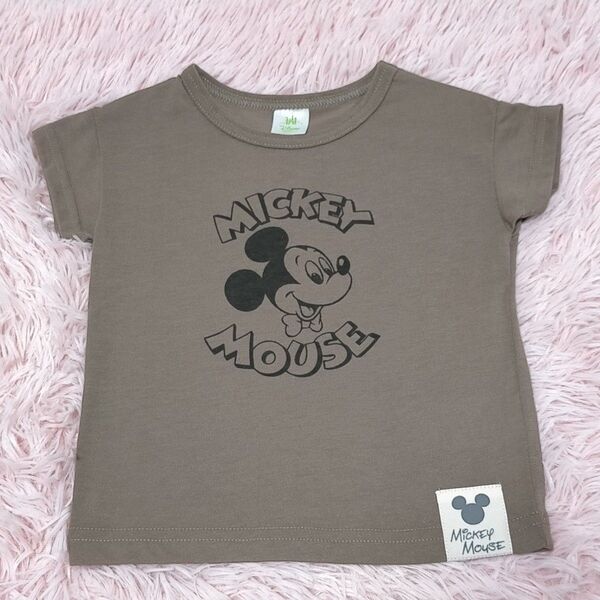 西松屋 ディズニー 半袖Tシャツ【60-70】ミッキー 茶色 夏服 ベビー 子供服 可愛い