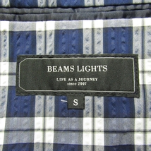 新品同様 定価3.6万 ビームス ライツ BEAMS LIGHTS メンズ ストレッチ シアサッカー テーラード ジャケット S 春夏 ネイビー系 チェック柄_画像3