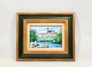 Art hand Auction Подлинная картина маслом Нэнси Ли Вода Городской пейзаж Картина Европы 23 х 16 см Корейская художница SM поэтично изображает экскурсионные лодки у причала и исторический городской пейзаж вдоль реки 7440, рисование, картина маслом, Природа, Пейзаж