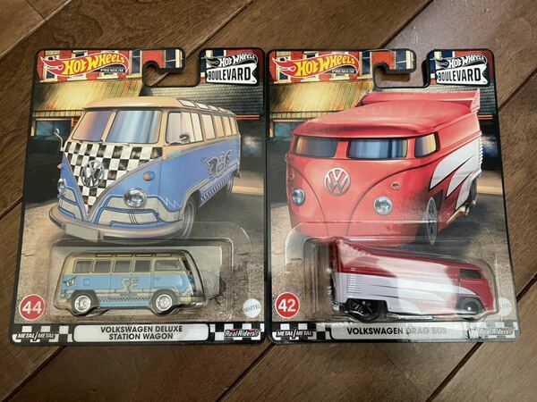 2台 ホットウィール HOTWHEELS BOULEVARD VOLKSWAGEN DRAG BUS フォルクスワーゲン ドラッグバス deluxe station wagon t1 t2 ドラバス