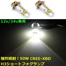 LEDフォグランプ H3 12V 50W 6500K プロジェクター搭載 CREE製 2個セット 送料無料_画像3