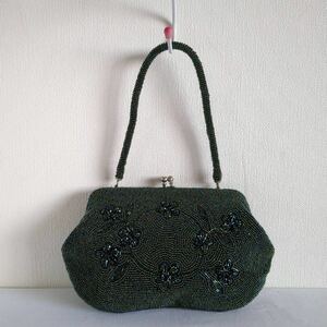  party bag Mini handbag beads bag wedding party green retro kimono small articles Showa Retro beads 