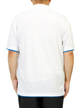 【新品】 4L ホワイト×ブルー ポロシャツ メンズ 大きいサイズ 吸汗速乾 ドライ メッシュ UVカット 無地 ポケット付き レイヤード シャツ_画像2
