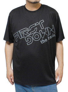 【新品】 3L ブラックB FIRST DOWNファーストダウン 半袖 Tシャツ メンズ 大きいサイズ ドライ メッシュ 吸汗速乾 ロゴ プリント クルーネ