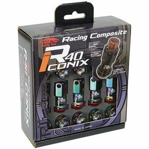 KYO-EI KicS Racing Composite R40 iCONIX ナット ブラック/テーパー部分 レッド 20個 M12 x P1.25 【品番 : RI-03KR】