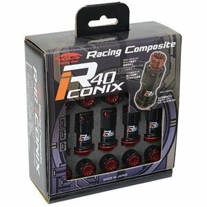 KYO-EI KicS Racing Composite R40 iCONIX ロックナット ブラック/キャップ付き ブルー 樹脂製 20個 M12 x P1.25【品番 : RIF-13KU】