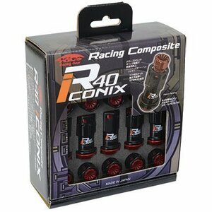 KYO-EI KicS Racing Composite R40 iCONIX ロックナット ブラック/キャップ付き ブルー 樹脂製 20個 M12 x P1.5【品番 : RIF-11KU】