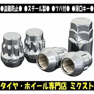 チップトップ ロックナット メッキ ロックナット4個+アダプター1個 袋タイプ M12 x P1.25-19/21HEX【品番：LN-S2】